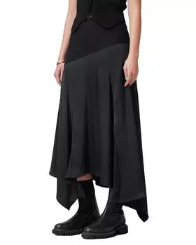 Юбка из атласа Pia ALLSAINTS, черный