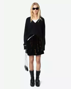 Юбка из бархата с леопардовым принтом Jerry Zadig & Voltaire, желтый