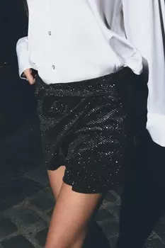 Юбка из блестящего бархата ZARA, черный