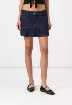 Юбка из денима CLASSIC MINI SKIRT Abercrombie & Fitch, цвет Dark-Blue Denim