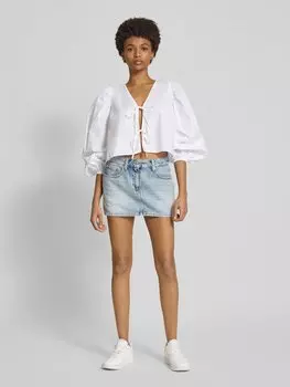 Юбка из денима микро-мини из смеси хлопка и лиоцелла Tommy Jeans, светло-голубой