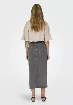 Юбка из денима MITTLERE TAILLE MIDI ONLY, серый деним