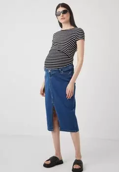 Юбка из денима OLMSIRI FRONT SLIT SKIRT ONLY MATERNITY, синий деним