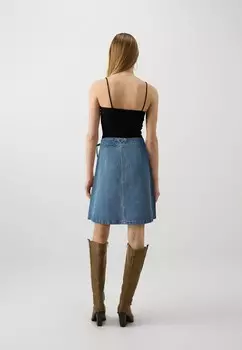 Юбка из денима ONLVILLA WRAP TIE SKIRT ONLY, светло-голубой деним