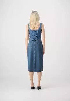 Юбка из денима PCSKY RHINESTONE MIDI SKIRT Pieces, синий деним