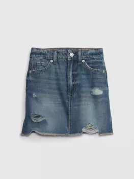 Юбка из денима с эффектом потертости Gap, цвет medium wash