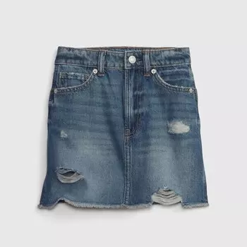 Юбка из денима с эффектом потертости Gap, синий