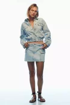 Юбка из денима с миниатюрными карманами z1975 Zara, голубой