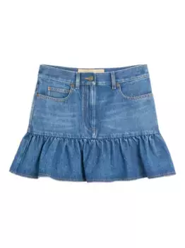 Юбка из денима с оборками VALENTINO GARAVANI, синий
