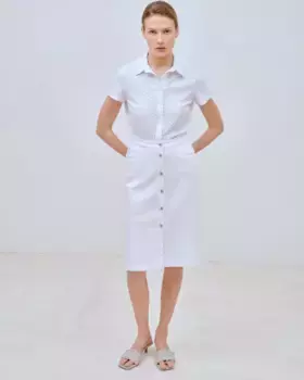 Юбка из денима с пятью карманами и застежкой на пуговицы Lasserre, белый