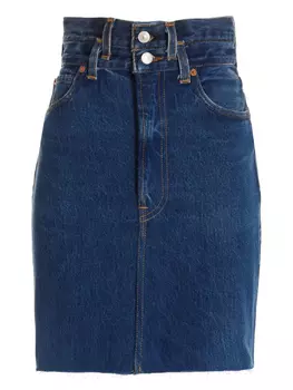 Юбка из денима с высокой талией RE/DONE, синий