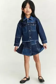 Юбка из денима с заплатками H&M, синий