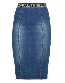 Юбка из денима Super Stretch Stones Philipp Plein TM со стразами, цвет blue shark