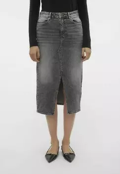 Юбка из денима VMVERI CALF Vero Moda, деним серый