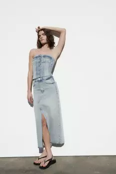 Юбка из денима ZARA, синий