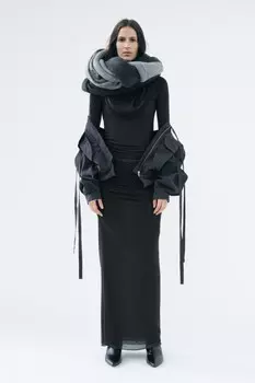 Юбка из длинного тюля со сборками ZARA, угольно-серый
