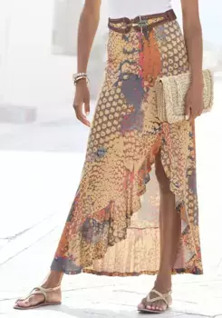 Юбка из джерси буйвола, анималистический принт, юбка миди с воланами в стиле кефаль, летняя юбка Buffalo, цвет Animal Bedruckt