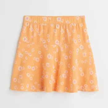 Юбка из джерси H&M Floral, светло-оранжевый/белый/розовый
