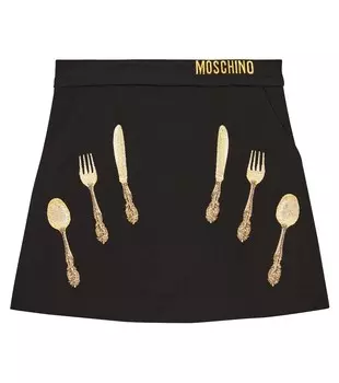 Юбка из джерси с вышивкой Moschino, черный