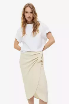 Юбка из джерси с запахом H&M, бежевый