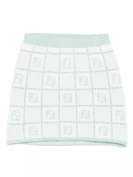 Юбка из джерси в технике кроше Fendi Kids, зеленый