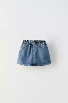 Юбка из джинсового мешка ZARA, средне-синий