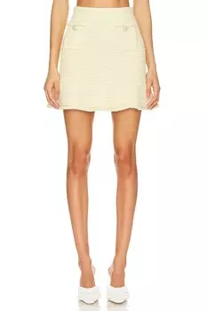Юбка из фактурного трикотажа Self-Portrait, желтый
