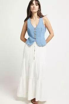 Юбка из фетра из льна River Island, белый