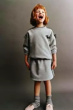 Юбка из флиса с бантиками ZARA, серый мергель