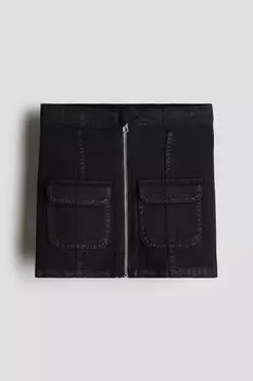 Юбка из хлопчатобумажной саржи H&M, черный