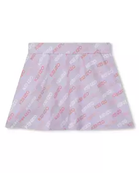 Юбка из хлопка для девочки с монограммным принтом Kenzo Kids, цвет Lila