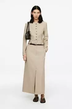 Юбка из хлопка и льна Arket, коричневый