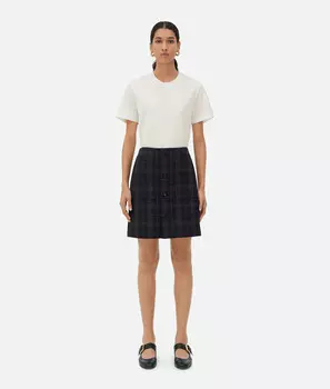 Юбка из хлопка мулине в клетку Bottega Veneta, коричневый/синий