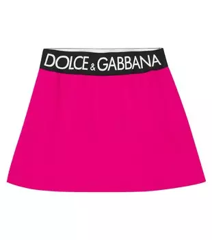 Юбка из хлопка с логотипом Dolce&Gabbana, розовый