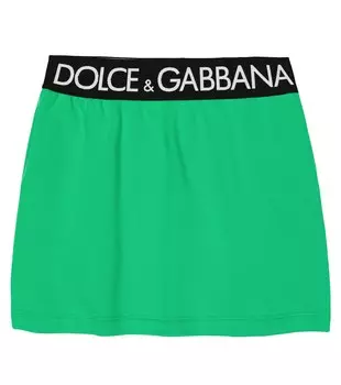 Юбка из хлопка с логотипом Dolce&Gabbana, зеленый