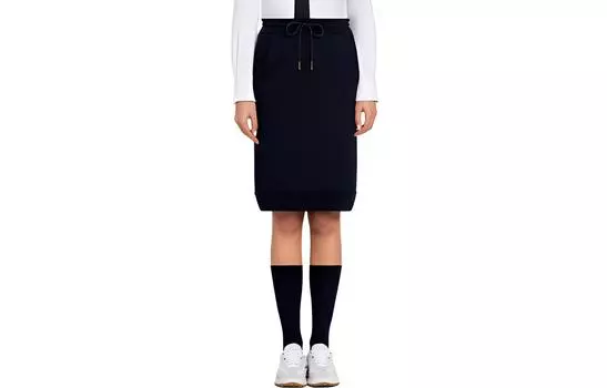 Юбка из хлопка с петлями на спине в тон с 4 планками THOM BROWNE, черный