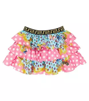 Юбка из хлопка с принтом бабочек Versace, разноцветный