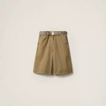 Юбка из хлопкового атласа, окрашенного в готовом виде Miu Miu, зеленый