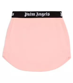 Юбка из хлопкового джерси с логотипом Palm Angels, розовый