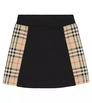 Юбка из хлопкового джерси в клетку Vintage Check Burberry, черный