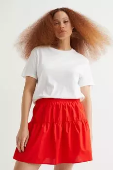 Юбка из хлопкового поплина H&amp;M, ярко-красный