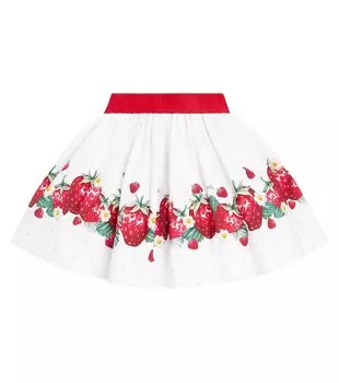 Юбка из хлопкового поплина с принтом Monnalisa, мультиколор