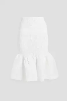 Юбка из хлопкового поплина с рюшами и рюшами DRIES VAN NOTEN, белый