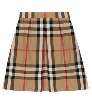 Юбка из хлопкового поплина в клетку Vintage Check Burberry, мультиколор
