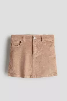 Юбка из хлопкового вельвета H&M, бежевый