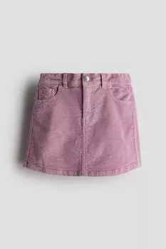 Юбка из хлопкового вельвета H&M, фиолетовый