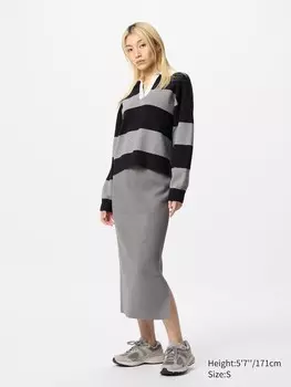 Юбка из хлопковой смеси Uniqlo, цвет 03 серый