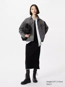Юбка из хлопковой смеси Uniqlo, цвет 09 черный