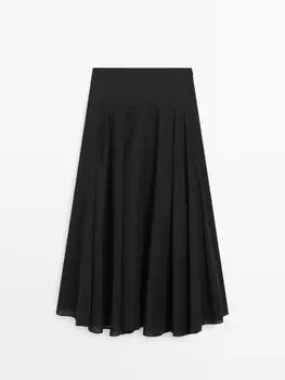 Юбка из хлопковой вуали Massimo Dutti, черный