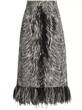 Юбка из искусственного меха с отделкой из перьев Dolce & Gabbana, серый